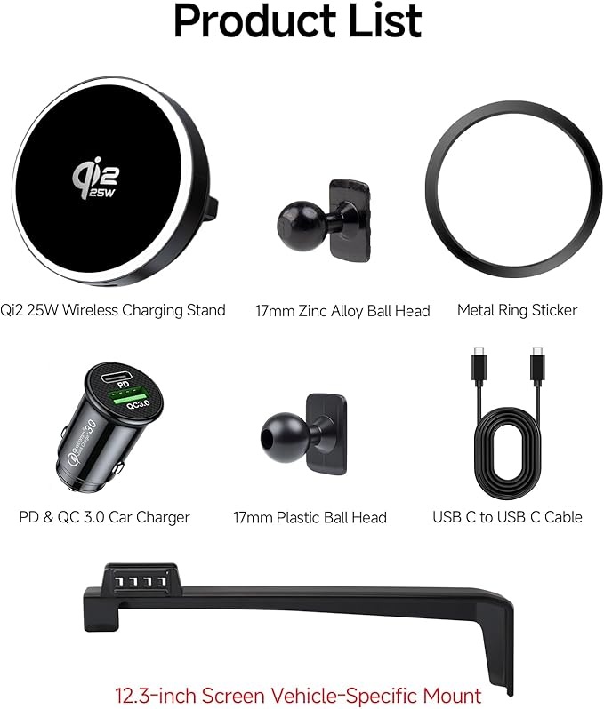 Qi2.2 Max 25W Fast Wireless Car Charger Phone Holder for 2025 2026 Kia Carnival 12.3-Inch Screen, Magnetic Phone Mount Compatible with MagSafe