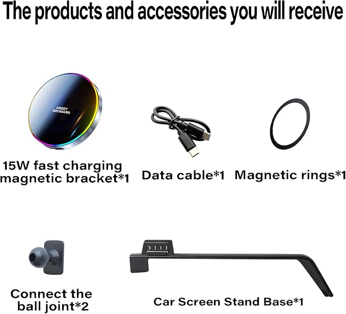 Car Phone Holder for Kia NIRO/NIRO EV/NIRO Hybrid 2023 2024 2025 Accessories 15W Fast Wireless Charger Screen Fixed Clip HandsFree Cell Phone Mount 360° Rotation (10.25 Inch)