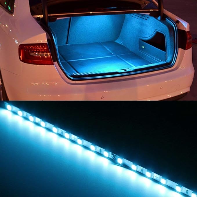 iJDMTOY 18-SMD-5050 LED Strip Light Compatible with Car Trunk Cargo Area or Interior Illumination, Ice Blue