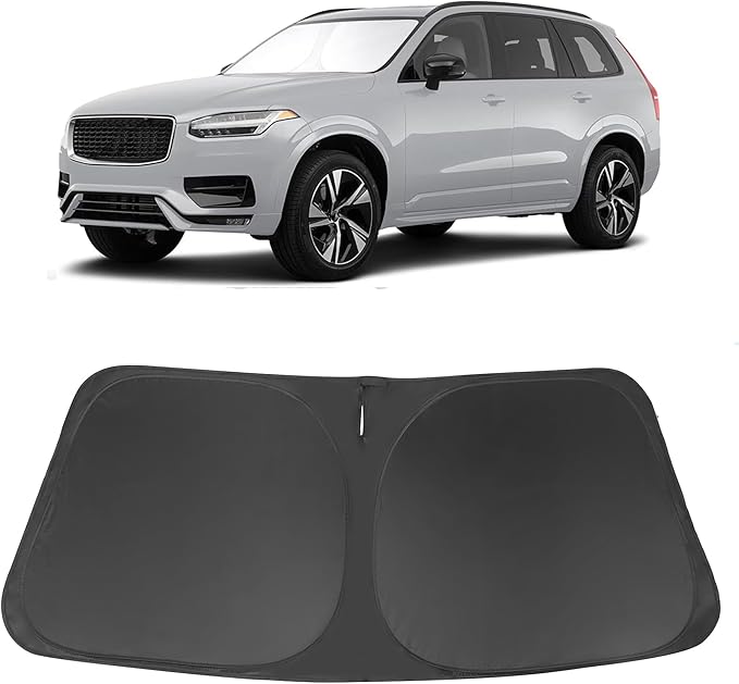 Windshield Sun Shade Custom Fit for 2016-2024 2025 2026 Volvo XC90 Accessories Foldable Sunshade Sun Blocker Protect Car from Sun Rays & Heat Damage Keep Car Cooler