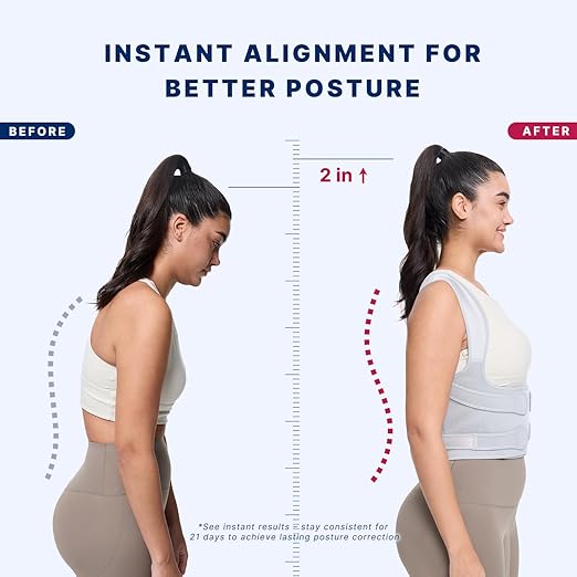 Fit Geno Back Brace Posture Corrector for Men & Women: Shoulder Straightener Adjustable Full Back Support Pain Relief - Scoliosis Hunchback Spine Corrector (Medium)
