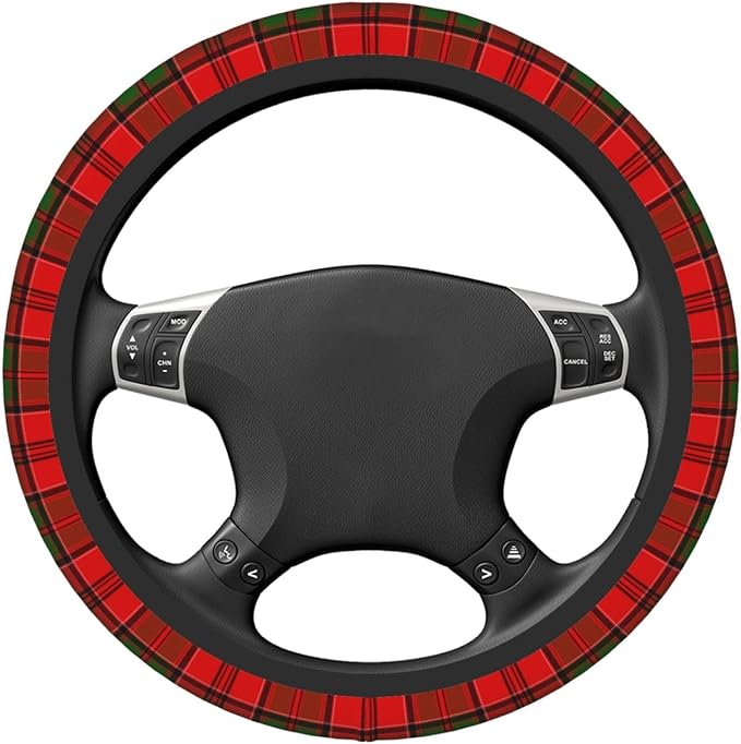 Thickened Elastic Steering Wheel Cover, Grant Scottish Plaid Printed Tartan Ultra, Soft, Breathable, Fit for Cars, SUVs, Trucks, Stylish Comfortable Grip