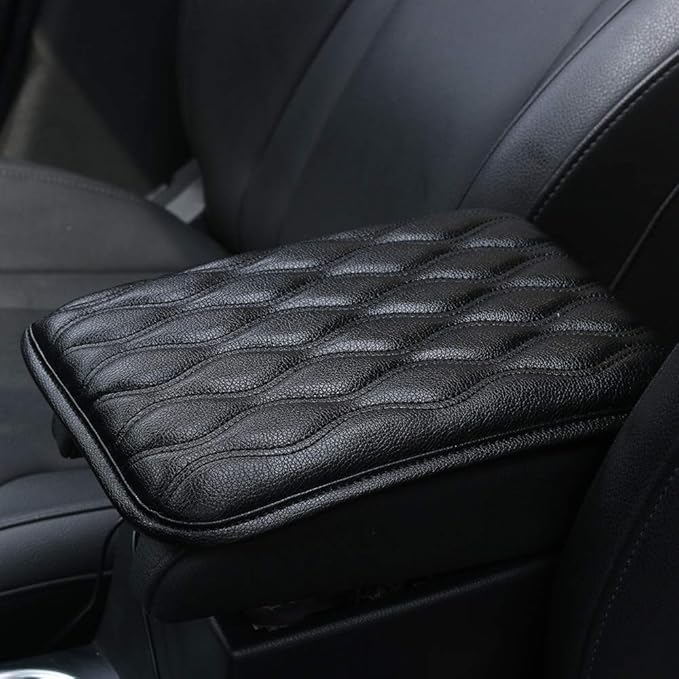 Auto Center Console Cover, Console Cover Armrest Pads, PU Leather Car Armrest Seat Box Pad Cushion Protector Universal Fit (Black)