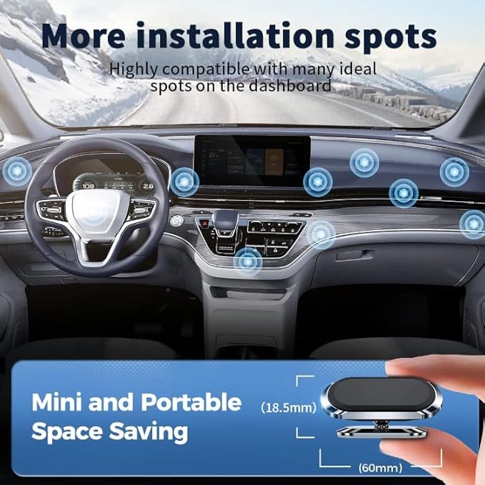 Magnetic Car Phone Holder, Powerful Magnet Mount for Dash, Sticks to Any Dashboard for GPS in Van.Car Magnet Phone Mount Compatible with All Cell Phone.(Pack of 1)