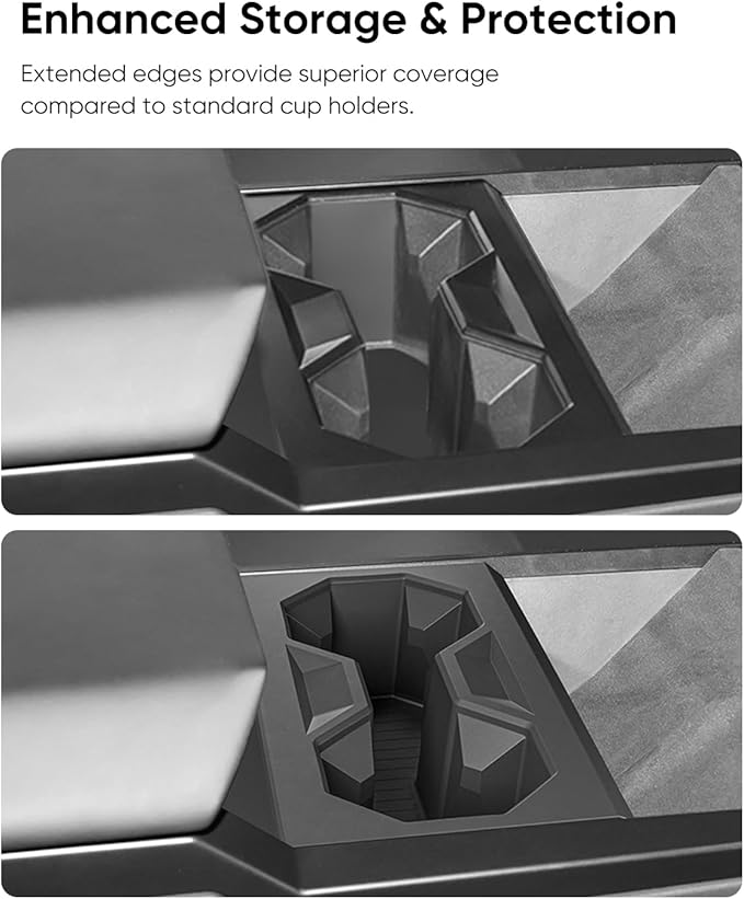 Tesla Cybertruck Cup Holder with Extended Edge - Durable Silicone Material, Anti-Slip, Easy to Clean, Protects Console from Scratches, Custom-Fit for 2024-2025 Models