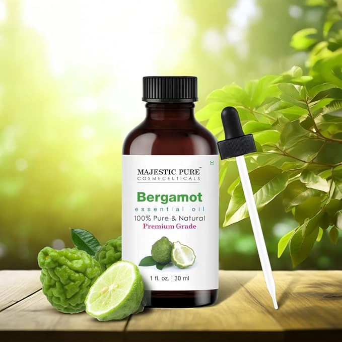 Majestic Pure Essential Oil with Glass Dropper - 100% Pure and Natural - Essential Oils for Diffuser, Aromatherapy, Soap and Candle Making, Bergamot Essential Oil, Bgamot Oil, 1 Fl Oz