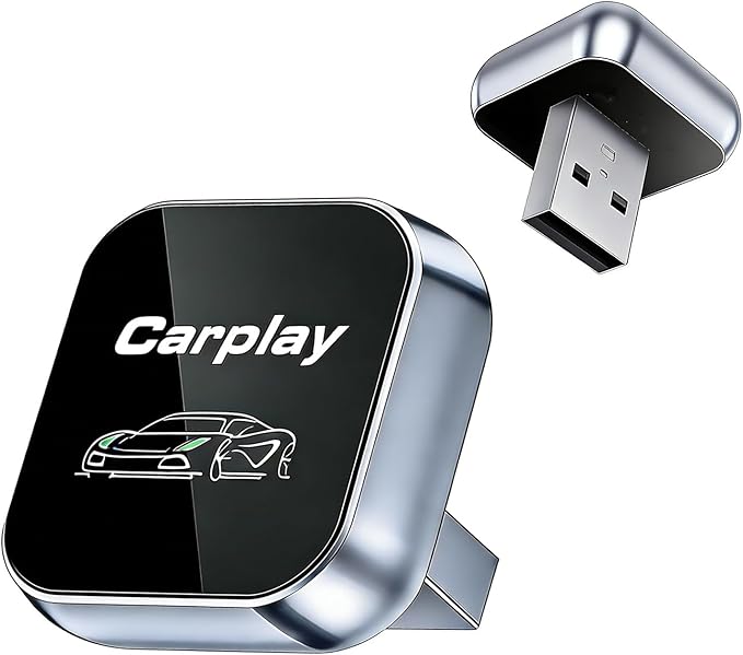 2026 Upgraded Wireless CarPlay Adapter for Apple iPhone, Plug and Play, Fast Auto-Connect, Realtek 8730E Chip Stable & No Latency, Wired to Wireless Adapter with USB-A/Type-C Port Gray-CT (CT106)