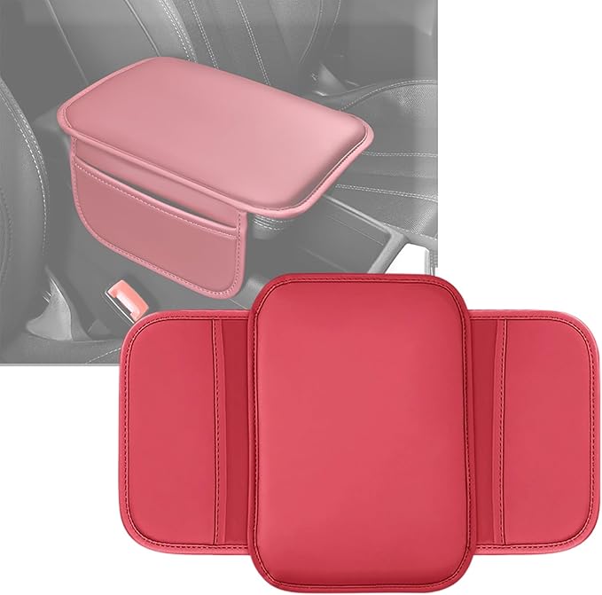 Car Center Console Armrest Pad for Subaru Forester SJ 4.Gen 2013 2014 2015 2016 2017 2018 2019, Water Resistant Armrest Cushion Cover Anti-Slip Bottom Console Protection,B Pink