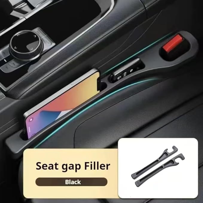 Car Seat Gap Filler Organizer - No Drop Seat Guard, Side Gap Filler for Car, SUV, and Trucks, 2 Pack, Black - Prevents Items from Falling, Extra Storage Space, Easy to Install, Durable & Eco-Friendly