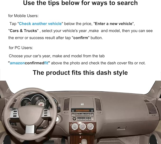 Yiz Dash Cover Mat Custom Fit for Nissan Altima 2005 2006 Dashboard Cover Pad (05-06 Dark Gray) J57