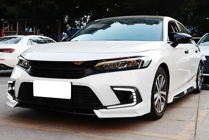 iJDMTOY Fog Bezel Replace Switchback LED Daytime Running Light Kit w/White OE-Spec LED Fog Lights Compatible with 2022-2024 Honda Civic Sedan