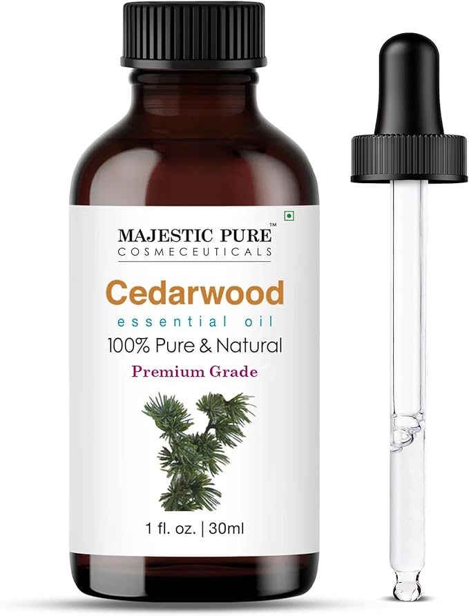 Majestic Pure Essential Oil with Glass Dropper - 100% Pure and Natural - Essential Oils for Diffuser, Aromatherapy, Soap and Candle Making, Cedarwood Essential Oil, Cedarwood Oil, 1 Fl Oz