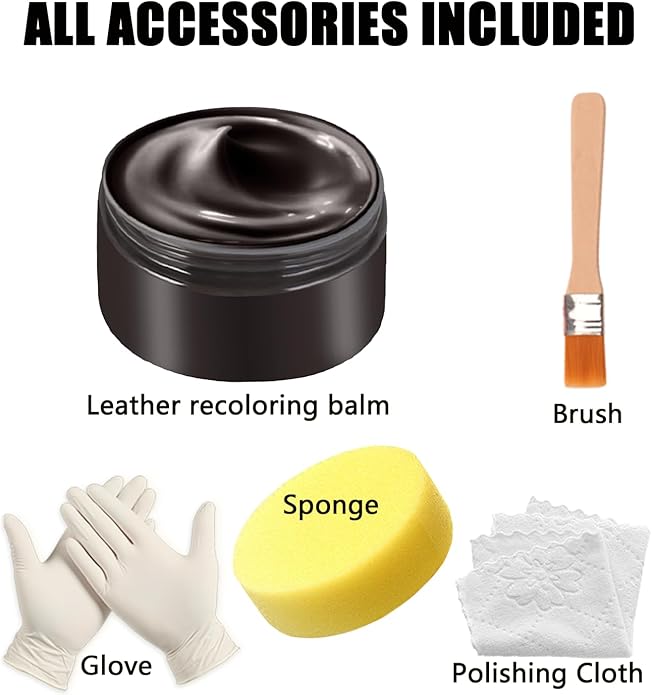 Leather Recoloring Balm, Leather & Vinyl Color Restorer Conditioner – Repairs Faded & Scratched Leather Color