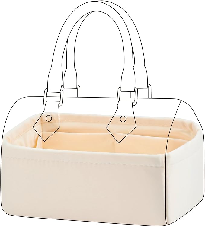 DGAZ Silk Purse Organizer Insert Fits LV Speedy 16/20/25/30/35/45 bags，Silky Smooth Bag Organizer，Luxury Handbag & Tote Shaper（Craie，New nano 16）