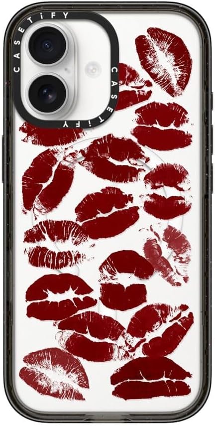 CASETiFY Impact iPhone 17 Case [Slim/Compatible with Magsafe / 8.2 ft. 4X Military Grade Drop Protection] - Hot Lips - Clear Black