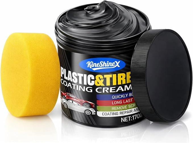 Black Trim Restorer, Plastic Restorer for Cars - Restore Faded Bumpers, Plastic, Trim, Vinyl & Rubber - Car Detailing Kit Tire Shine Applicator Shiny Stuff for Jeep, Truck Car Accessories - 6oz