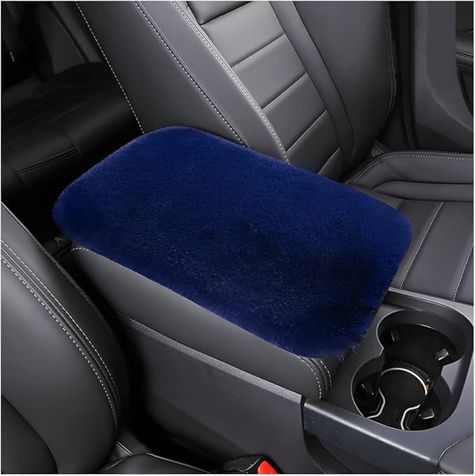 Fluffy Car Armrest Cover, Universal Car Center Console Pad, Car Armrest Seat Box Cover Decor Accessories For Women Men, Armrest Seat Box Cover Protector For Most Vehicle, SUV, Truck, Car (Blue)