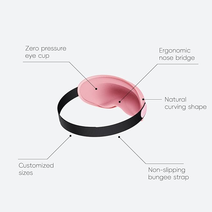Neck Pillow for Travel Memory Foam Design Models Pillows with Zero Eye Pressure 3D Eye Mask and Compact Bag Traveling Essentials Plane Car Flight Rest Sleeping Use Adult, Pink