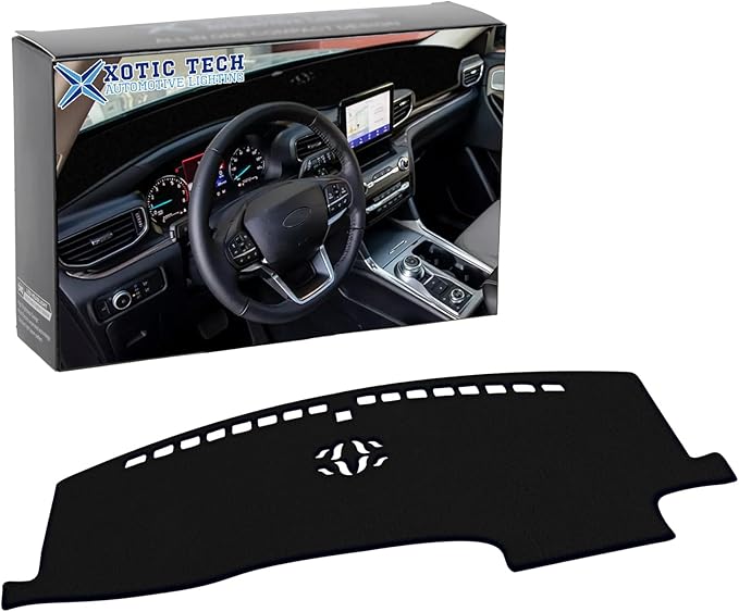 x xotic tech Center Console Dashboard Mat Pre-Cut Non-Slip Sunshield Sun Glare Protector Dash Carpet Pad Black Cover Compatible with Ford Explorer 2020 2021 2022 2023 2024 2025 2026