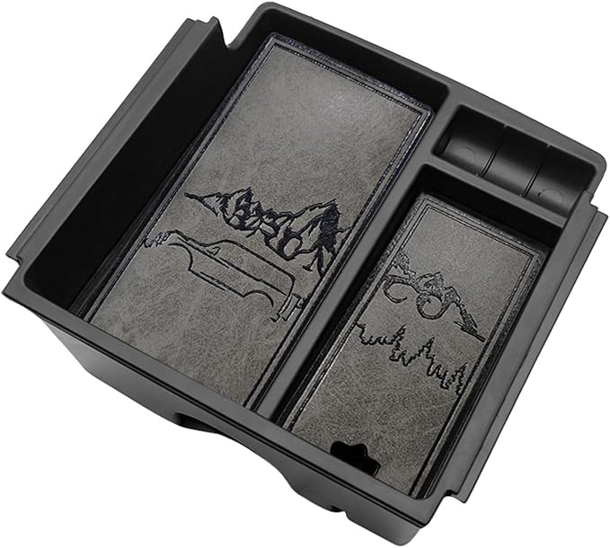 TripleAliners Center Console Organizer Compatible with 2021-2024 Ford Bronco(No for Sport) Accessories 2/4-Door Center Console Storage Box ABS Material with Leather Trim(V2_Retro Grey) Won't Fit 2025