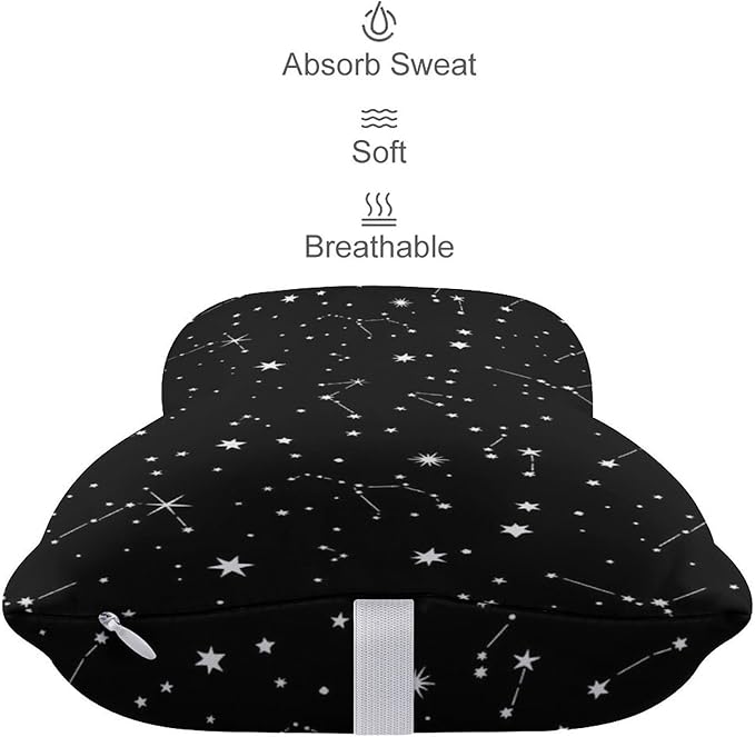 Headrest Pillow for Car Seat, 2 Pcs Memory Foam Neck Support Pillow for Neck Pain Relief, Compatible with Zodiac Constellation Galaxy Black Starry Night Stars Glow Dark Midnight Car Office