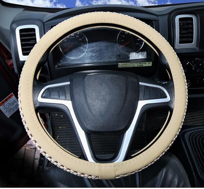 15" 16" 17" 18" 19" 20 Inch Ice Silk Ventilation Multi-Style Comfy Grip Steering Wheel Cover for Truck, Bus, Big Rig Trucker,SUV， Anti-Slip Design 16-20 Inch (White, 20 inch)