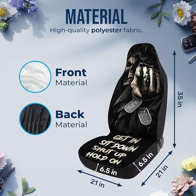 GENANY Grim Reaper Car Seat Covers Set of 2, Breathable Front Seat Covers for Truck Sedan SUV, Horror Car Accessories, Horror Gift for Women Men