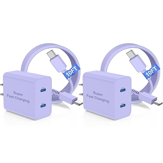 45W Dual Port Super Fast Charger with Long USB C to C Cable 10ft,Type C Wall Charger Block and Android Phone Charging Cord for Samsung Galaxy S26 Plus/S25 Ultra/S25+/S24+/S23+/S22+/S21/S20/Note 20/10+