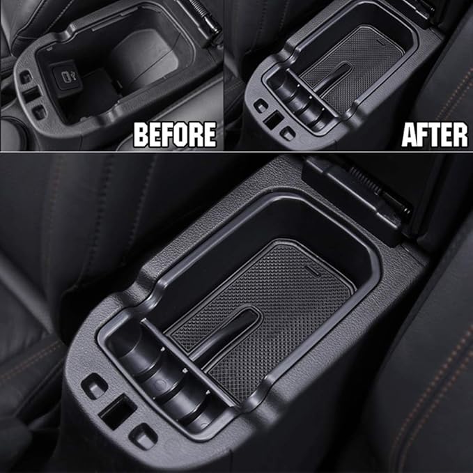 YOCTM Black Center Console Armrest Storage Box Phone Holder Pallet Organizer Cover Trim for Jeep Compass 2017 2018 2019 2020 2021 Interior Car Styling Accessories (Pack of 2)