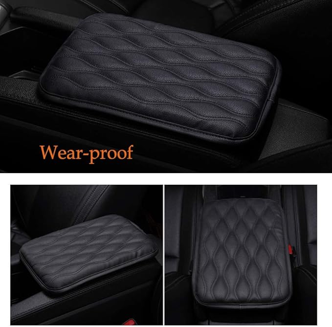 Auto Center Console Cover, Console Cover Armrest Pads, PU Leather Car Armrest Seat Box Pad Cushion Protector Universal Fit (Black)