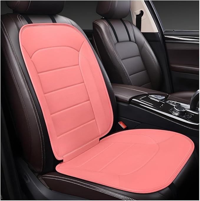 Car Seat Cushion, Leather Soft Breathable Non-Slip Vehicle Front Driver Seat Cover Pad, Comfortable Auto Interior Chair Protector Cushion, Universal for Truck SUV Sedan (Pink)