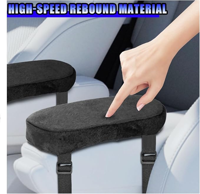 2PCS Car Elbow Pad Arm Rest Cover, Soft Armrest Cushion Pad for Arm Comfortable Support, Anti-Scratch Auto Armrest Pillow Protector, Universal Car Interior Accessory for Most Vehicles (Black)