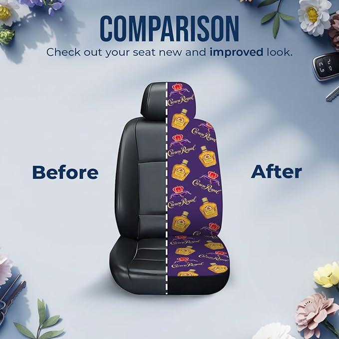 GENANY Royal Whisky Car Seat Covers Set of 2, Breathable Front Seat Covers for Truck Sedan SUV, Purple Car Accessories, Wine Themed Gift for Women Men