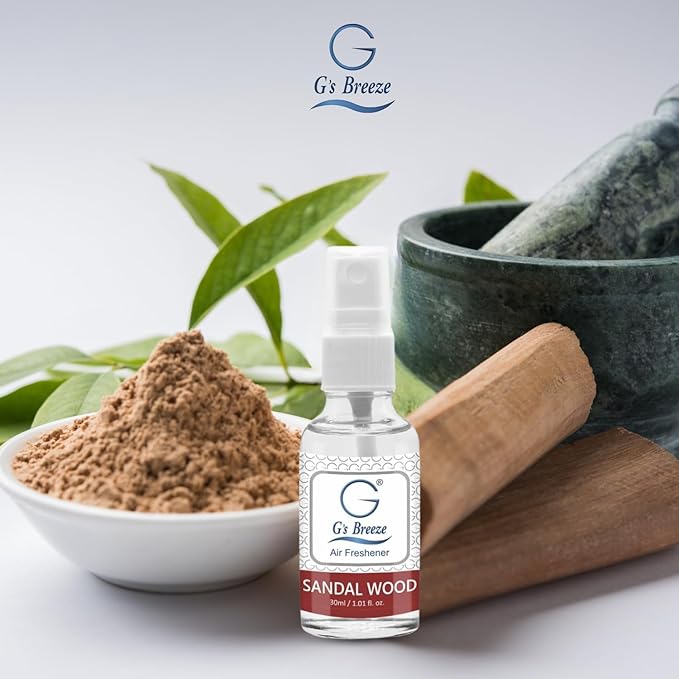 G's Breeze - Sandalwood Air Freshener – Woody & Earthy Fragrance of Sandalwood – Ideal for Home, Car & Office – Elevate Your Space with Luxurious Scent and Creates Relaxing & Comfortable Atmosphere