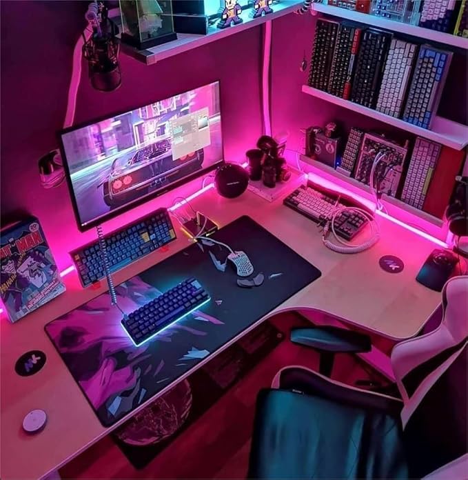 iNextStation 16.4FT/5M Pink LED Strip Lights, DC12V Silicone Neon Light Strip, IP65 Waterproof Led Rope Lights 0.98In Cuttable for DIY, LED Light Strip for Bedroom, Indoor, Outdoor(No Adapter)
