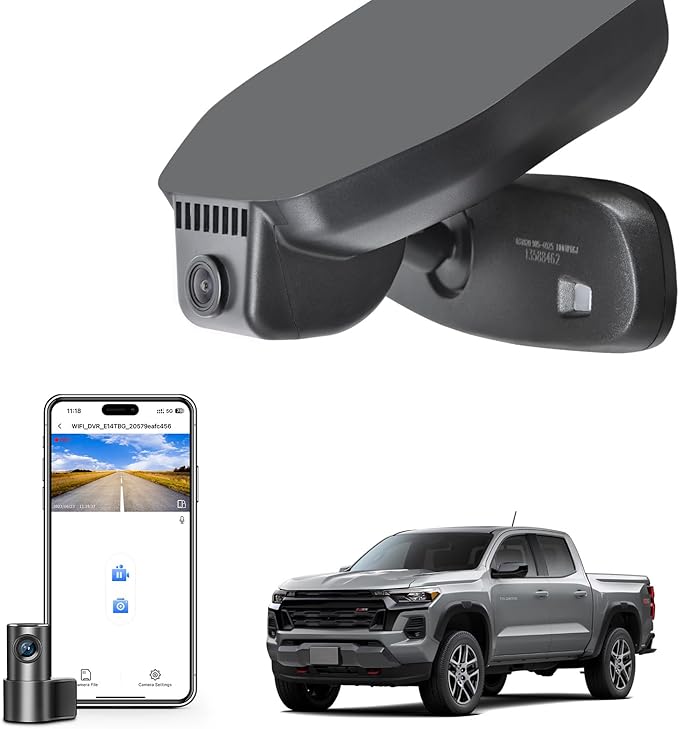 Mangoal Front 4K & Rear 1080p Dash Cam Custom fit for Chevy Colorado 2023 2024 2025 2026 WD LT Z71 ZR2 Work Truck Trail Boss(Model B), Integrated OEM Look, UHD 2160P Video, Free App & WiFi, 128GB Card