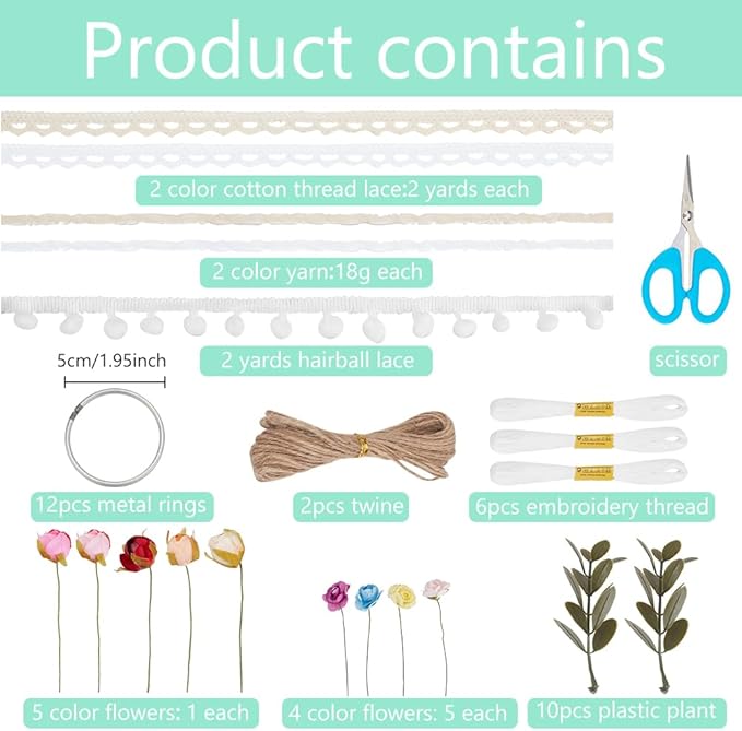 INFUNIY 12set Flower Mini Dream Catcher Kit DIY Dream Catcher Beginner Kit Make Your Own Dream Catcher Kits 6 Inch Small Dream Catchers with Instruction for Teen Room Wall Hanging Car