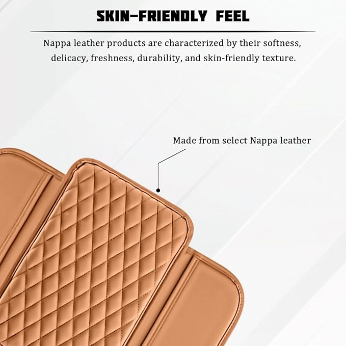 Car Armrest Cushion Pad, Leather Vehicle Center Console Cover with 2 Storage Bags, Non-Slip Automotive Interior Arm Rest Seat Box Cover Accessories, Universal for SUV RV Sedan (Orange)