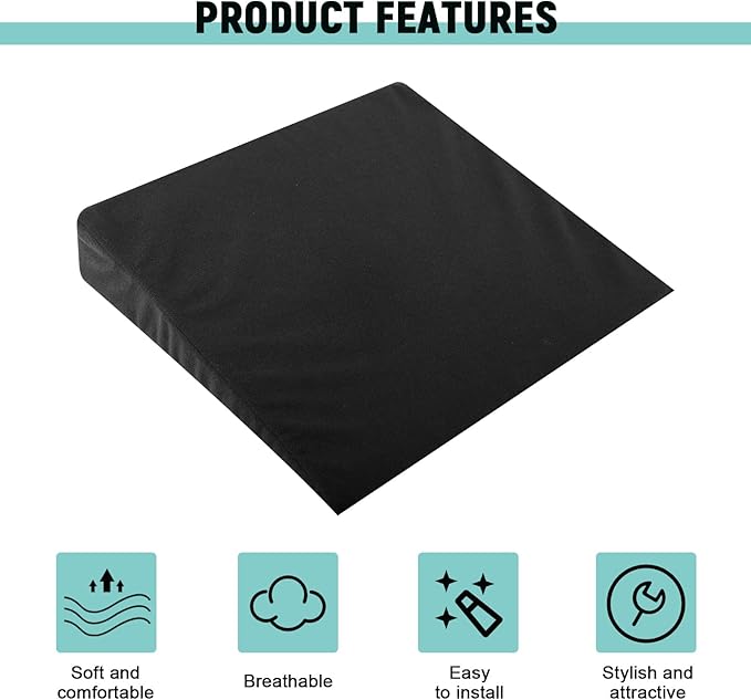 vvag 2PCS Auto Seat Wedge Leveling Cushion,Comfortable Ergonomic Wedge Car Seat Cushion,Heightening Seat Foam Pad Booster, Angled Design RearSeat Leveling Pad Office Chairs Cushion for Pain Relief
