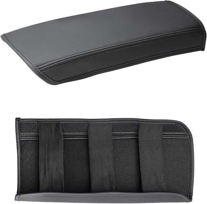 INTGET Center Console Cover for Toyota Prius Accessories 2004 2005 2006 2007 2008 2009 Leather with Thin Pad Middle Armrest Cover Car Interior Arm Rest Lid Protector (Black Stitches, with Thin Pad)
