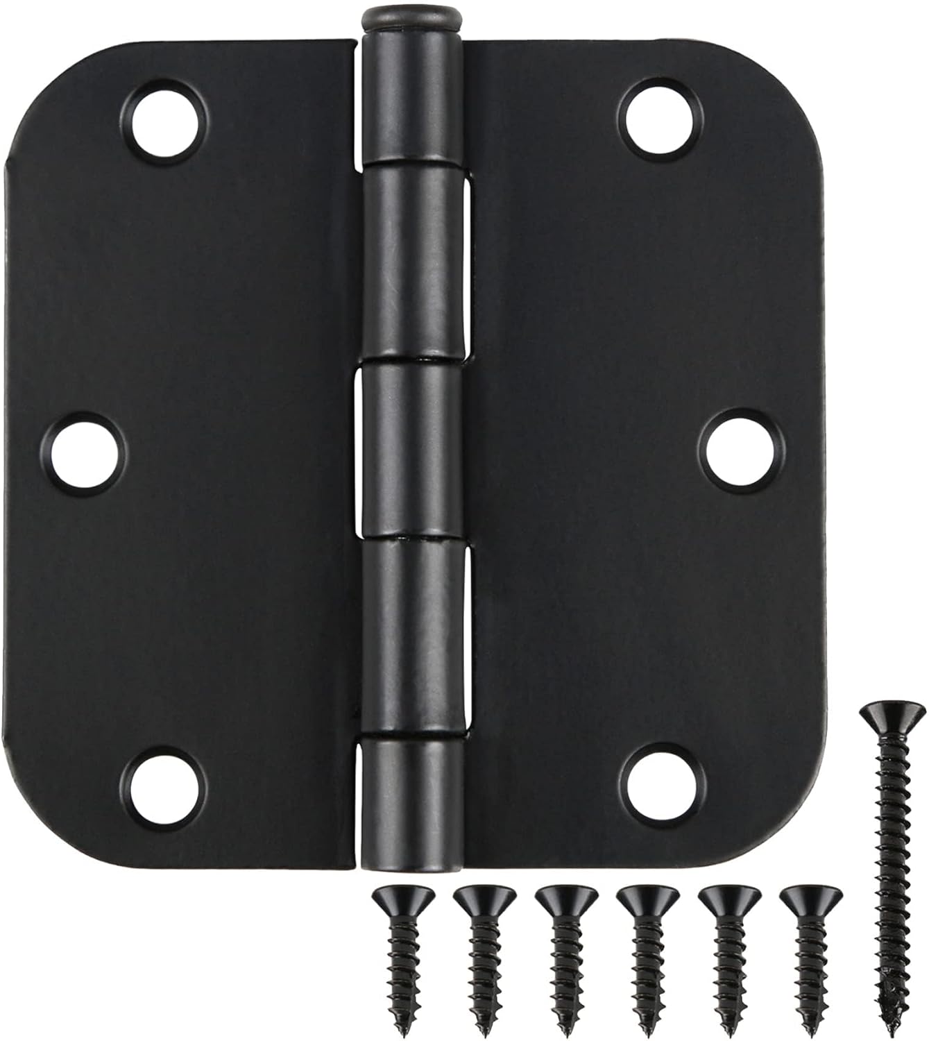 Interior Matte Black Hardware Door Hinges 3.5 Inch 30 Pack 3 1/2" Rounded 5/8" Radius Left Right Hinge for Penthouse Studio Dorm Hut Apartment Home Metal Decor Bisagras para Puertas De Madera 3 ½"