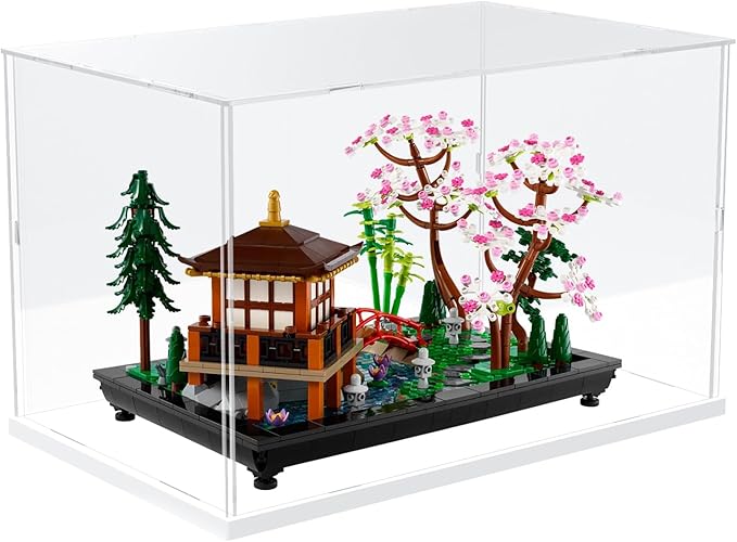 Choowin Acrylic Display Case for Lego Tranquil Garden 10315 10298 10308 10317 for Lego Display Thickened Clear Acrylic Display Cases for Collectibles Assemble Dustproof Display Box(White Base)
