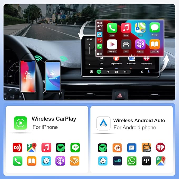 Wireless CarPlay Adapter for iPhone, Convert Wired to Wireless Apple CarPlay Adapter, Plug & Play, No Delay & Stable Control, Mini Size, USB & USB-C/Type-C for Cars 2016+ iOS10+, CarPlay Dongle Black