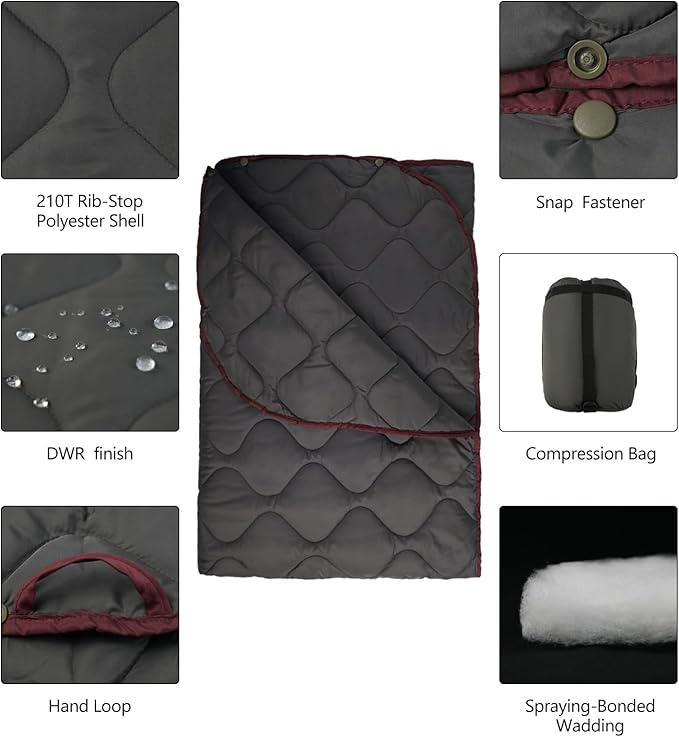 Poncho Liner Military Blanket Camo with Compression Carry Bag for Outdoors Hiking Jungle Hunting Gear