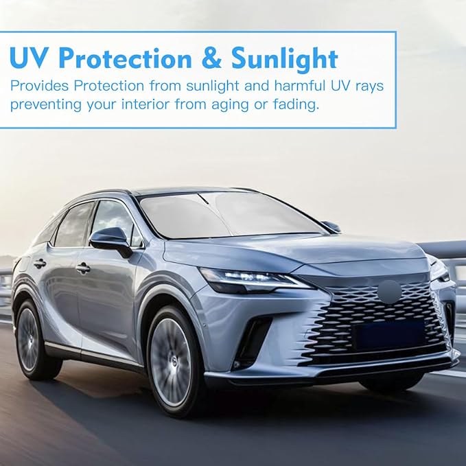 Windshield Sun Shade for Lexus RX 2023-2026 RX 350 RX 350 F Sport Accessories Window Sunshade Fit Lexus Sunshade Windshield Cover 4 Layers Front Window Shade Sun Visor Blocks UV Keep Car Cooler