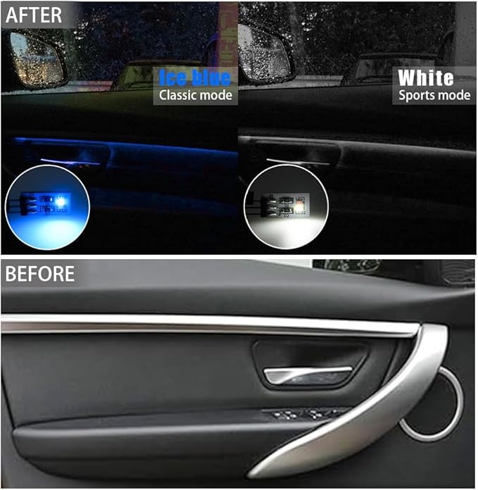 NJSBYL 4PCS LED Door Handle Circuit Board for B-MW 3 4 5 Series X1 M4 Gran Turismo Touring Sedan Convertible Coupe F10 F30 F31 F32 F33 F34 F36 F48 F82 F83 Blue-White Ambient Lighting