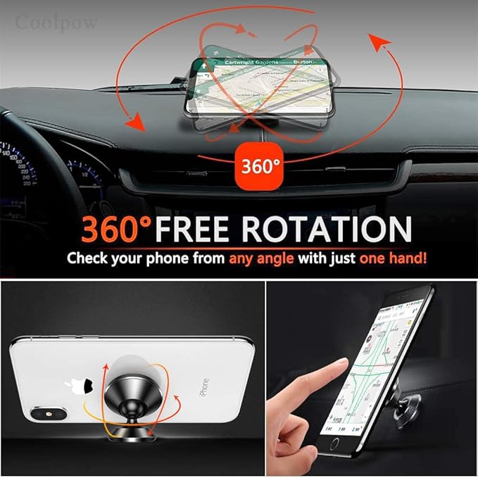 Coolpow【2 Packs 】Magnetic Phone Holder for car【Strong Magnet】phone holders for your car phone holder Mount for Car【4 Metal Plate】Universal Dash cell phone car mount for iphone Samsung car accessories