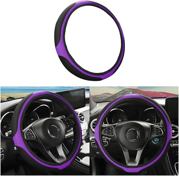 LoyaForba Car Steering Wheel Cover, Universal 14.5-15 Inch, Soft Anti-Slip Neoprene Protector for Steering Wheel, Breathable Odorless and Elastic Stretch, Car Accessory for SUV, Van, Truck (Purple)