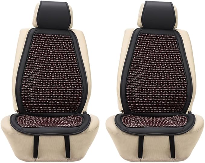 Blueshyhall Cooling Wooden Beaded Car Seat Cover Comfortable Massage Support Cushion for SUV Auto Office Home Seat Chair - Red 2 Pcs