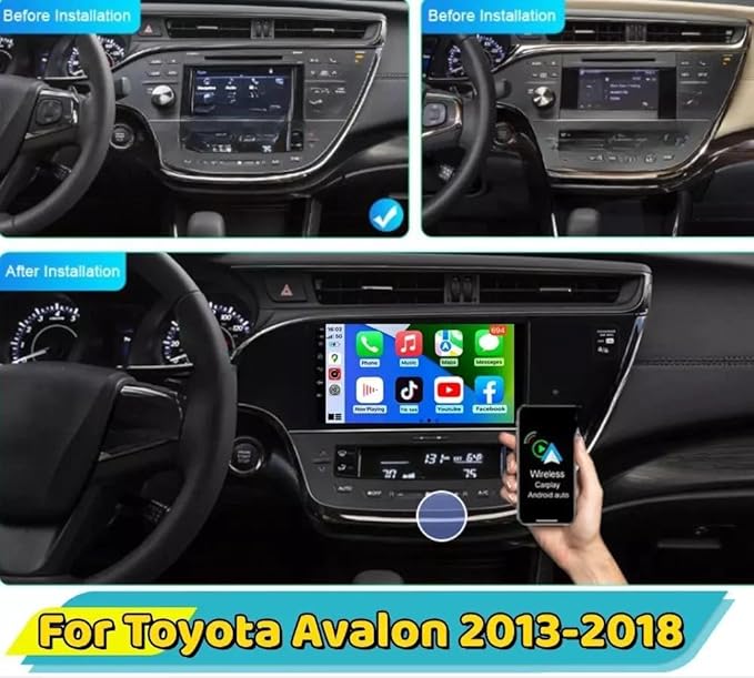 Car Stereo for Toyota Avalon 2013 2014 2015 2016 2017 2018 9in Android 13 GPS Navi 2+32G for CarPlay Wireless Android Auto Car Radio w/Bluetooth WiFi FM/RDS SWC Mirror Link + AHD Backup Camera